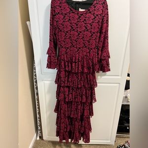 Zadie b’s burgundy ruffle dress XL